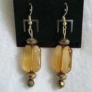 Beige beaded hook earrings
